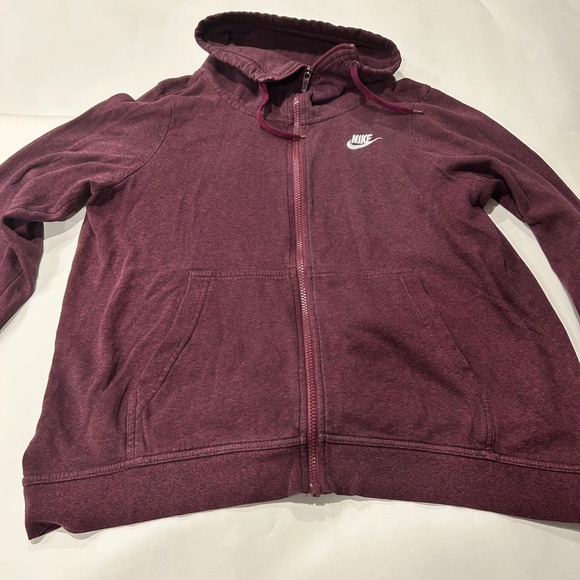 Nike Full Full Zip‎ Hoodie Womens Sweatshirt Pockets Burgundy Activewear Jacket - Picture 1 of 8